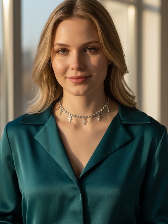 Jewelry - Silver Cross Choker Necklace With Bling Studs 🆕